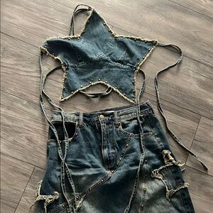 Women's Denim Star Top and Jeans Set